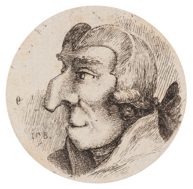 Josef Karel Burde - rytec - Cyklus karikaturních hlav (Ein duzend Schönheiten), 9.
