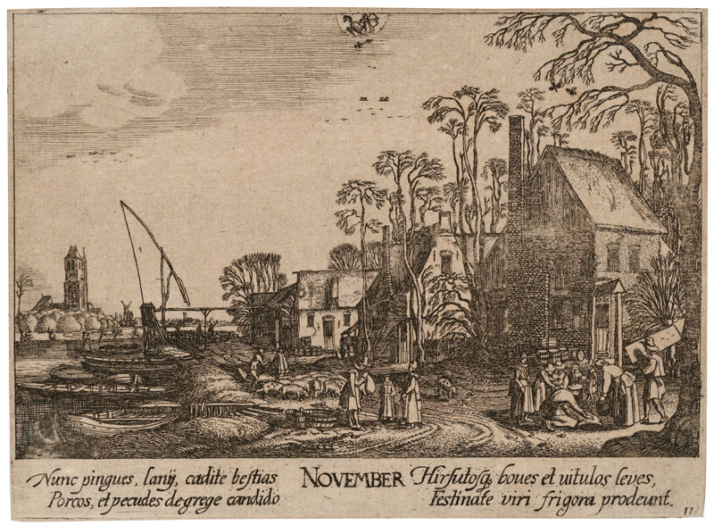 Václav Hollar - rytec, Johann Tscherningk - vydavatel, Jan van de Velde - inventor - Listopad z cyklu 12 měsíců