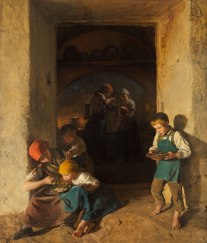 Ferdinand Georg Waldmüller - Children Receiving their Breakfast