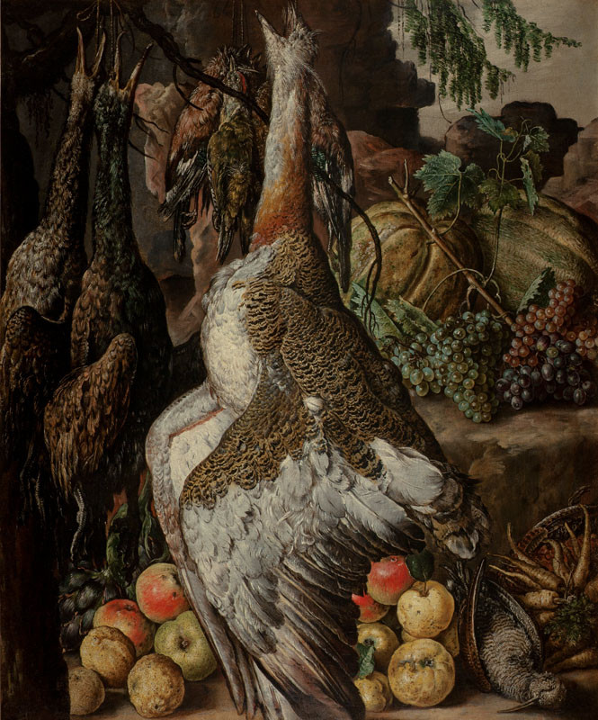 Gotftfried Libalt - Zátiší s mrtvými ptáky a ovocem