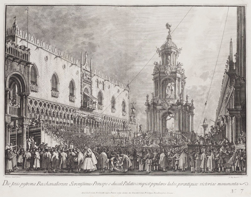 Giovanni Battista Brustolon - rytec, Antonio Canaletto - inventor - Tučný čtvrtek na náměstí sv. Marka