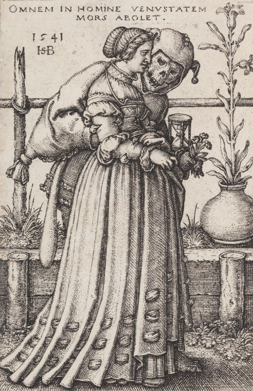 Hans Sebald Beham - engraver - Young Woman Accompanied by Death