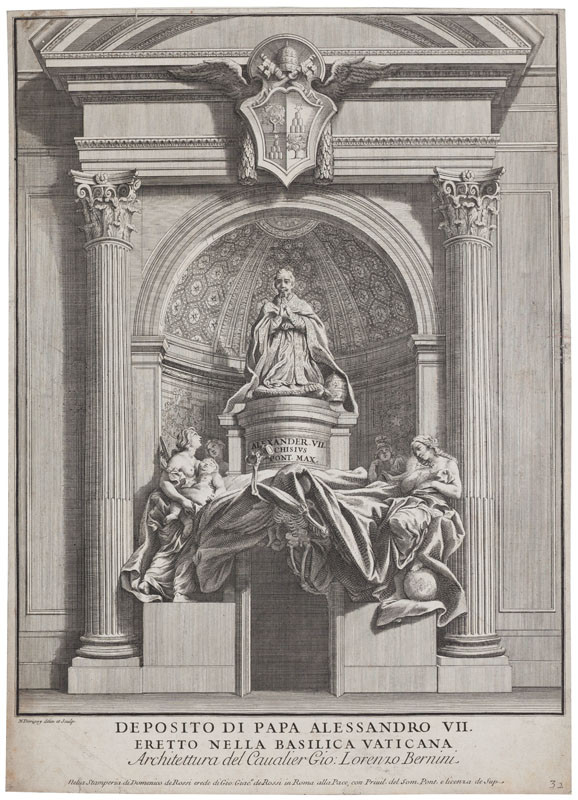 Nicolas Dorigny - engraver - Tombstone of Pope Alexander VII