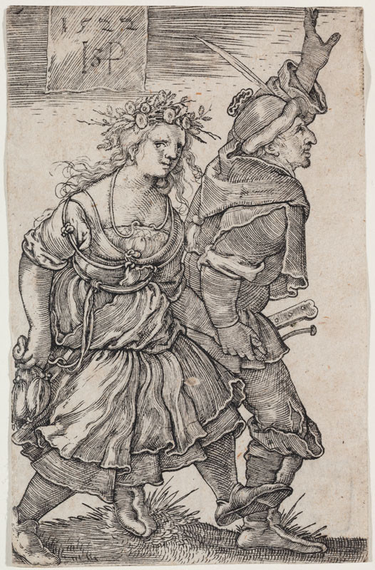 Hans Sebald Beham - engraver - A Peasant Couple Dancing