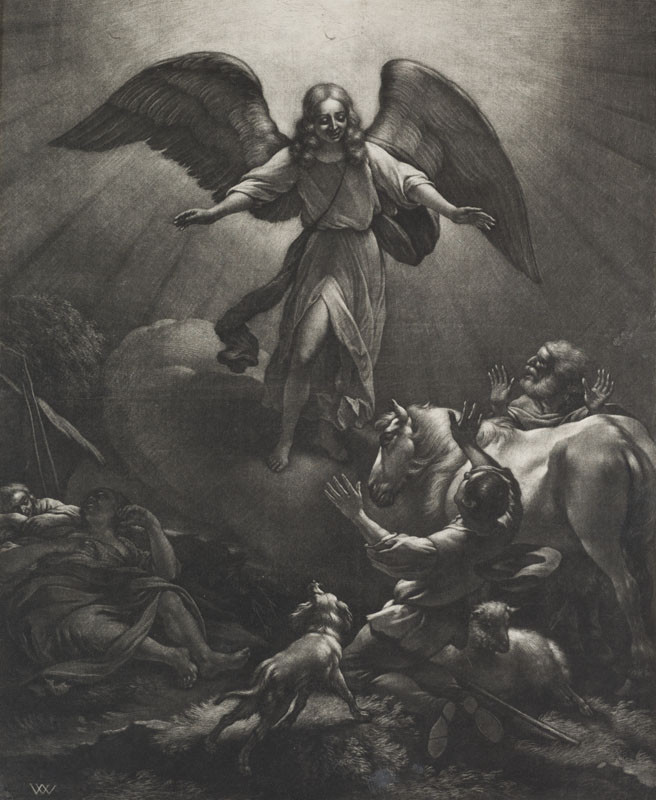 Wallerant Vaillant - rytec, Nicolaes Berchem - inventor - Zvěstování pastýřům