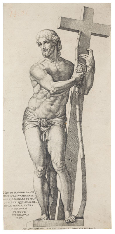 Nicolas Béatrizet - engraver, Michelangelo Buonarroti - inventor - The Risen Christ (Cristo della Minerva)