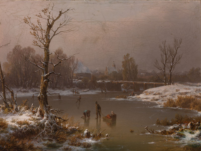 August Bedřich Piepenhagen - Na zamrzlé řece - Zimní krajina