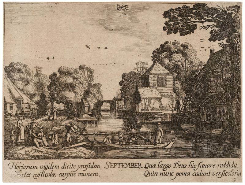Wenceslaus Hollar - engraver, Johann Tscherningk - publisher, Jan van de Velde - inventor - September From the cycle Twelve Months