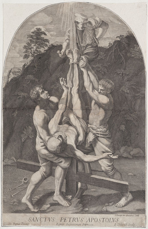 Benoit Thiboust - engraver, Giudo Reni - inventor - The Crucifixion of St Peter