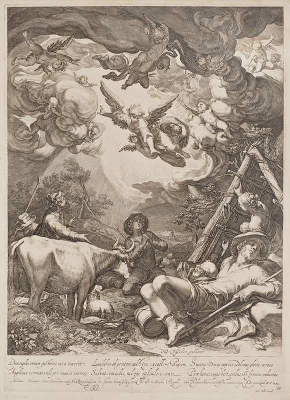 Jan Saenredam - rytec, Abraham Bloemaert - inventor - Zvěstování pastýřům