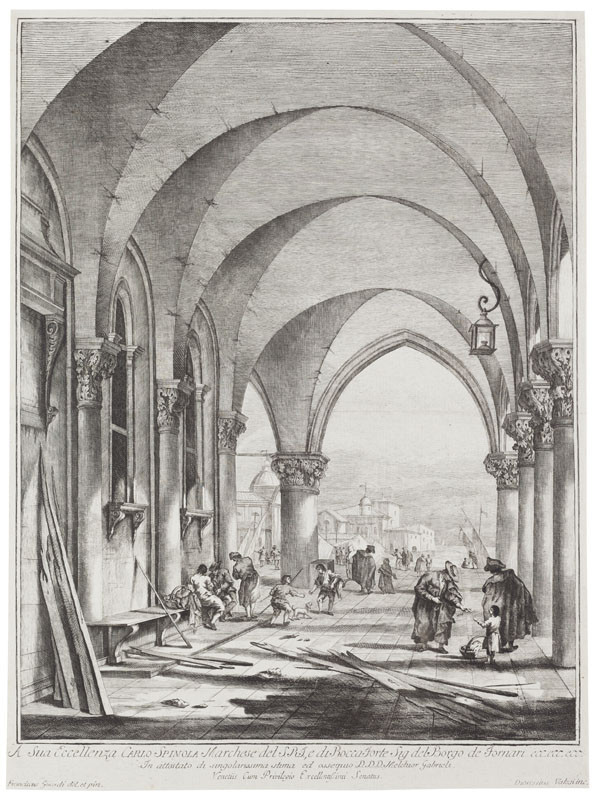 Dionysius Valesio - engraver, Francesco Guardi - inventor - The Arcade of the Doge’s Palace