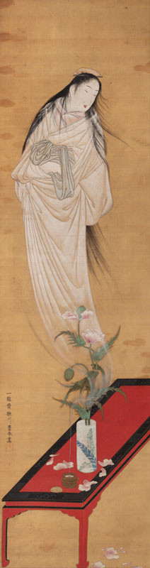 Utagawa Tojoharu - Duch krásky vystupující z vázy s pivoňkou