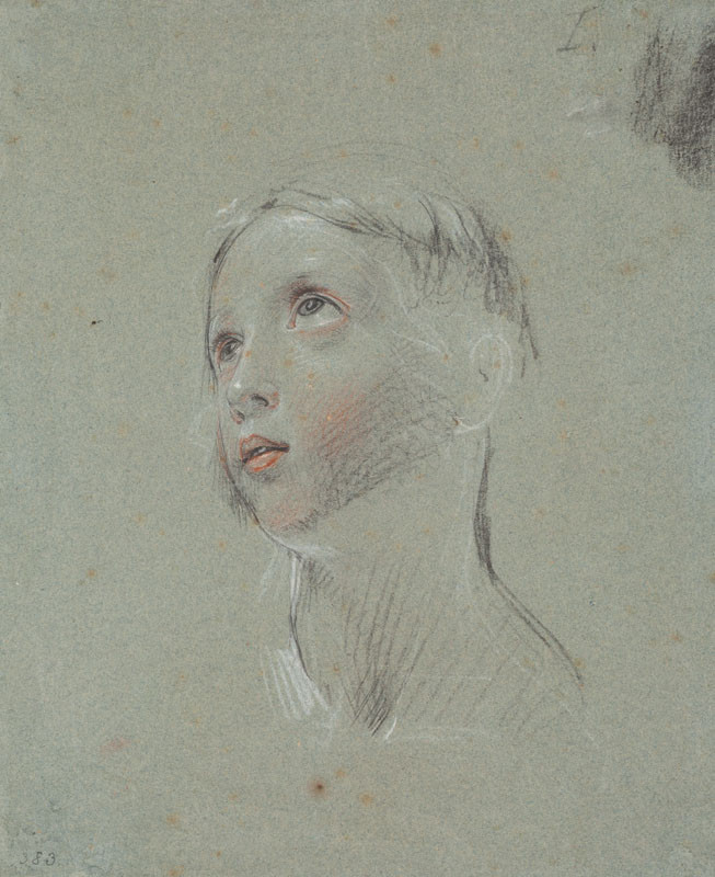 František Tkadlík - Head of a Young Girl Looking Upwards, study for the painting Christ Child with Angels