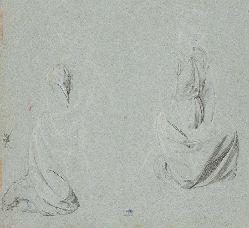 František Tkadlík - Two studies of a kneeling woman’s mantle for the composition Noah’s Sacrifice