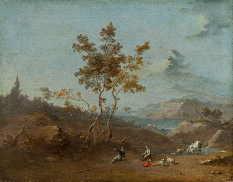 Norbert Grund - Landscape with Shepherds by a Lake Il