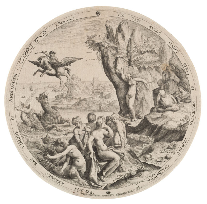 Jacques de Gheyn II. - engraver, Karel van Mander - designer, Jan Pitten - publisher - Perseus Liberating Andromeda