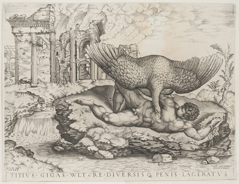 Nicolas Béatrizet - engraver, Michelangelo Buonarroti - draughtsman - The Punishment of Tityus