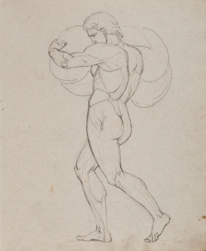 František Tkadlík - Sheet from Sketchbook A - male nude carrying a burden