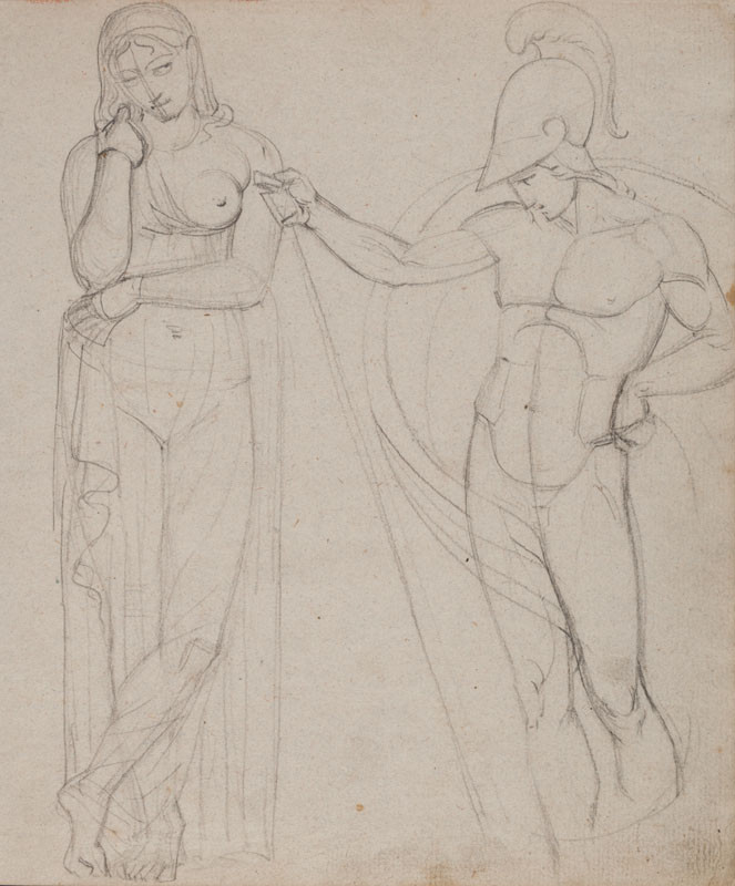 František Tkadlík - Sheet from Sketchbook A - study after the statue known as Thusnelda and a naked ancient warrior