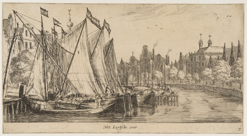 Reinier Nooms Zeeman - A Boat to Leiden on the Singel, from the series Views in Amsterdam
