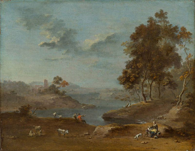 Norbert Grund - Landscape with Shepherds by a Lake I