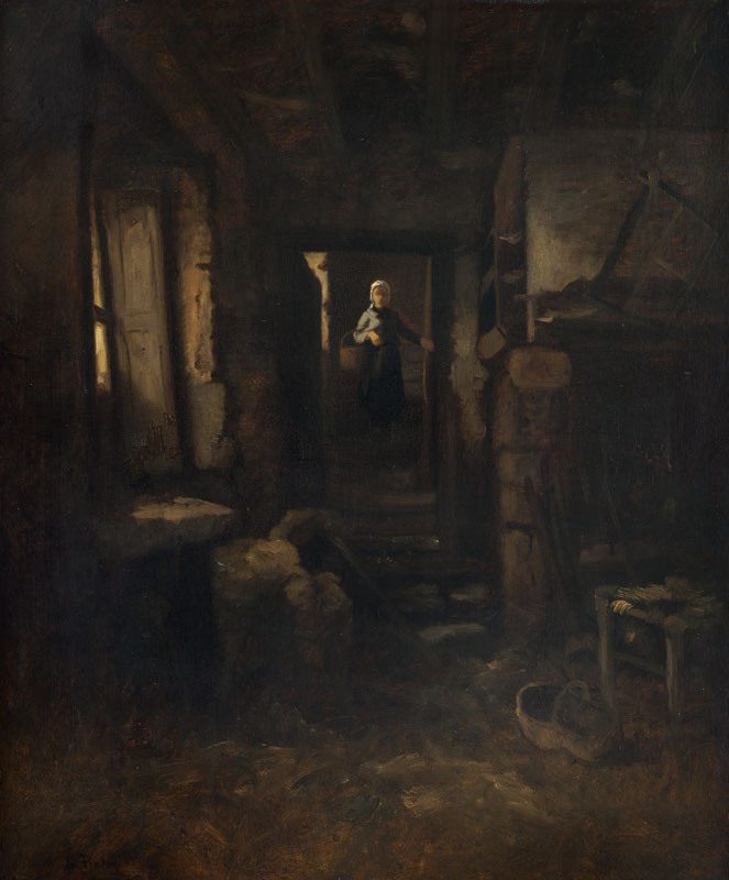 Hippolyt Soběslav Pinkas - Interior of a Farmhouse with a Girl