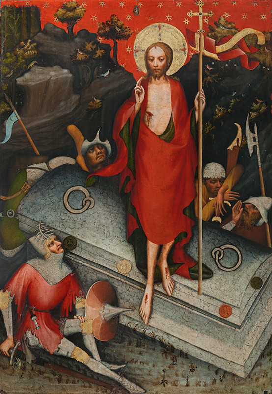 Master of the Třeboň Altarpiece - The Resurrection / SS James the Less, Bartholomew, Philip