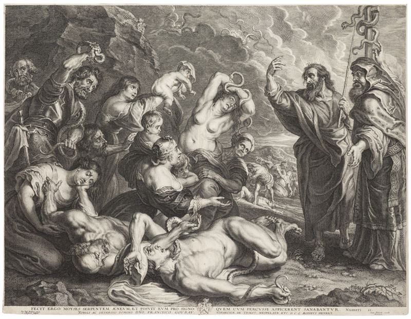 Schelte Adams Bolswert - rytec, Peter Paul Rubens - inventor - Mojžíš s bronzovým hadem