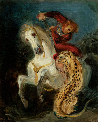 Eugène Delacroix - Jezdec napadený jaguárem