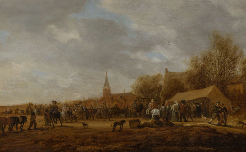 Salomon van Ruysdael - The Horse Market in Valkenburg
