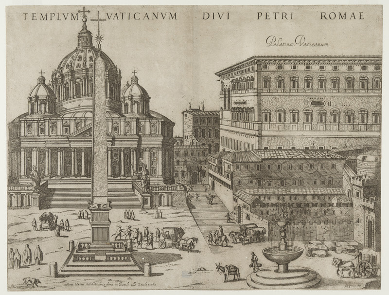 Antonio Tempesta - engraver, Giovanni Maggio - publisher - St. Peter’s Basilica in Rome, From the cycle The Nine Principal Churches of Rome