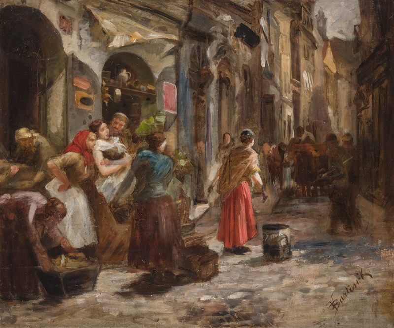 Vojtěch Bartoněk - Study for the painting From the Streets of Prague (Dustmen)