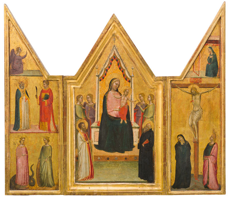 Bernardo Daddi - Triptych of the Betrothal of St. Catherine Flanked with St. Bartholomew and St. Benedict?