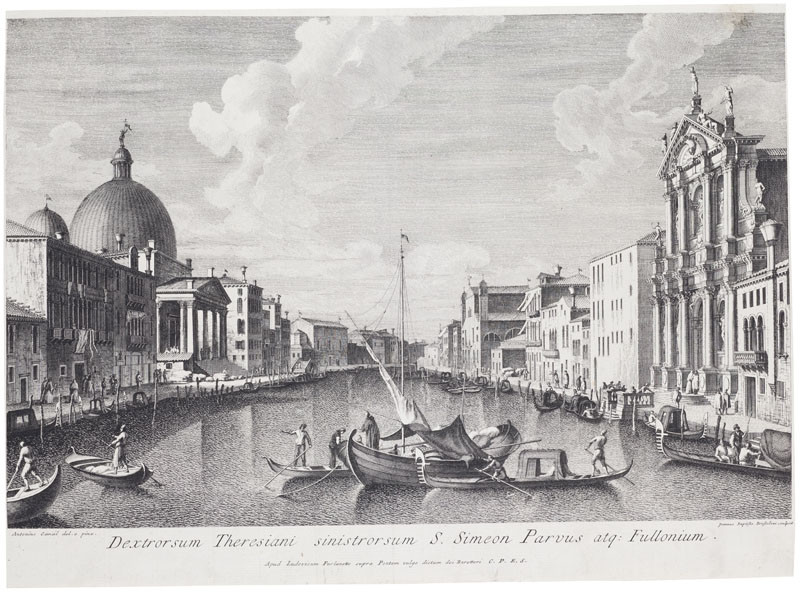 Giovanni Battista Brustolon - rytec, Antonio Canaletto - inventor - Kanál Grande s kostelem sv. Simeona