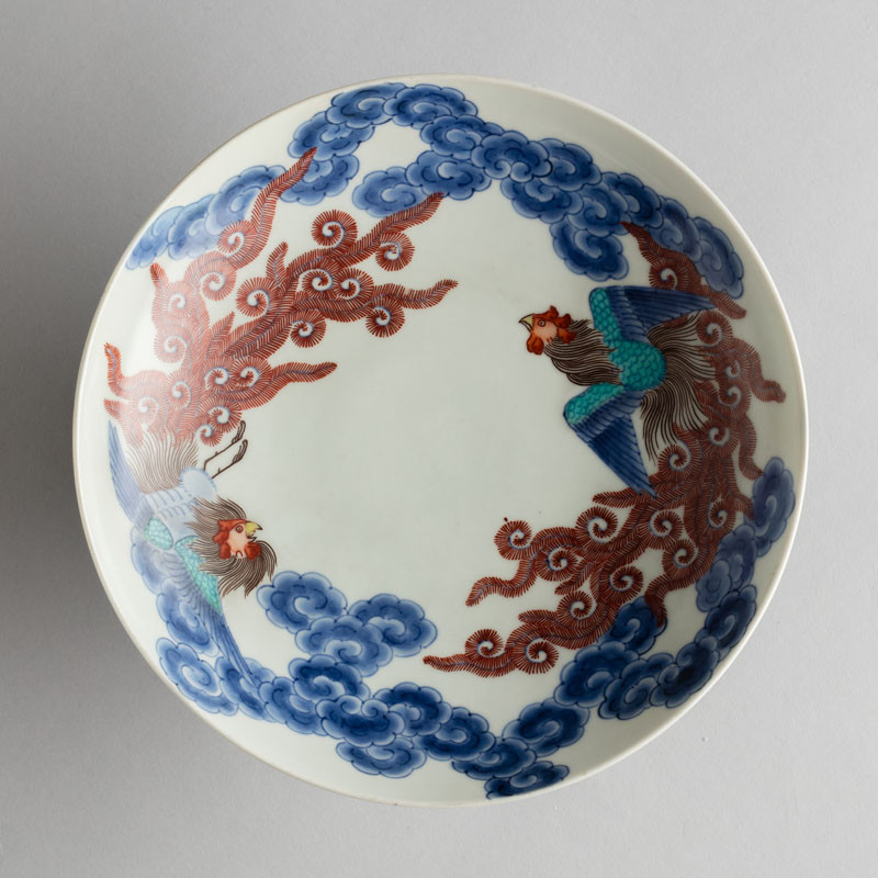 Anonymous artist (Nabeshima style) - High-footed bowl decorated with two phoenixes