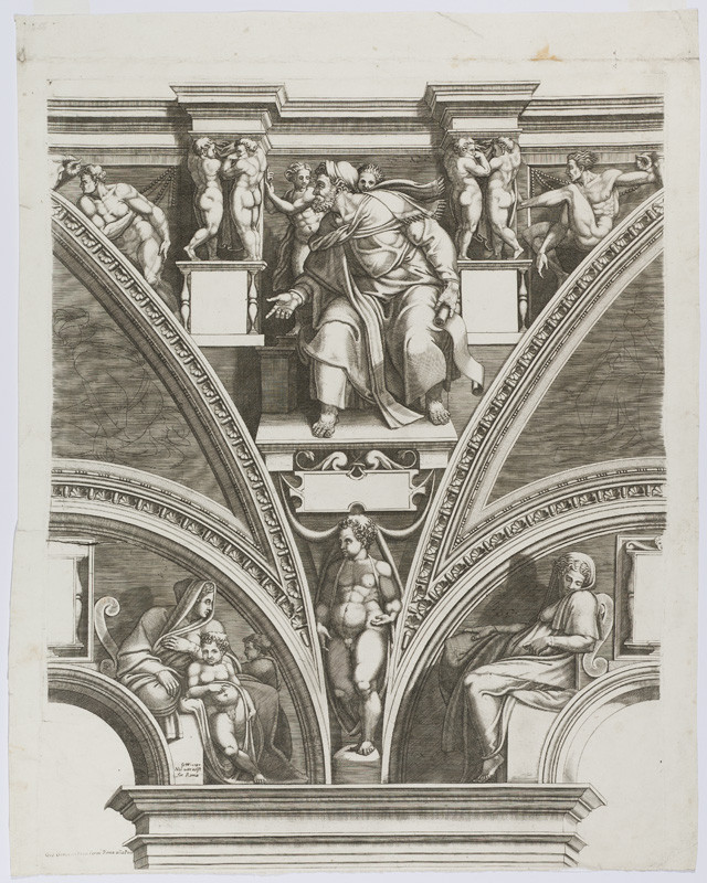 Giorgio Ghisi - rytec, Michelangelo Buonarroti - inventor - Sibyla delfská z cyklu Proroků a Sibyl