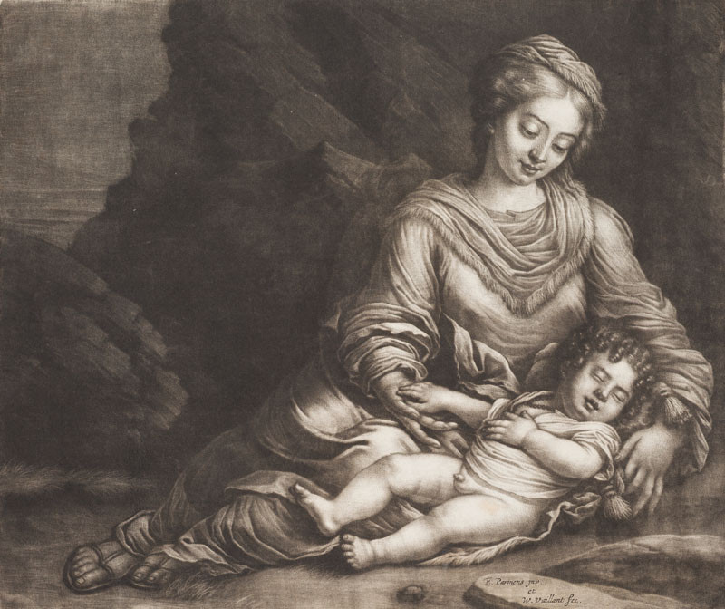 Wallerant Vaillant - rytec, Parmigianino - inventor - Panna Maria se spícím Ježíškem
