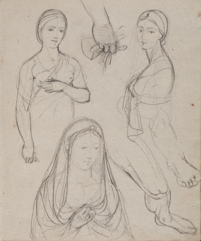 František Tkadlík - Sheet from Sketchbook A - studies of female figures, Reverse side: sketch of a knee