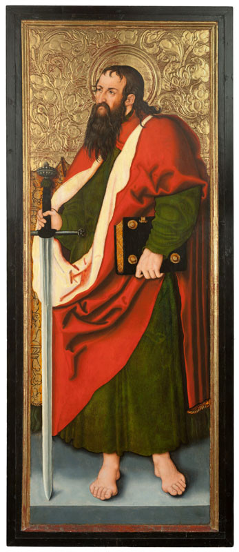 after 1546) Monogrammist IW (Northern Bohemia - St Barbara Altarpiece from Osek, St Paul (inside og right wing); St Sebastian (outside of right wing)