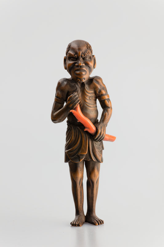 Anonymous artist - Barbarian from the Southern Seas with coral – okimono
