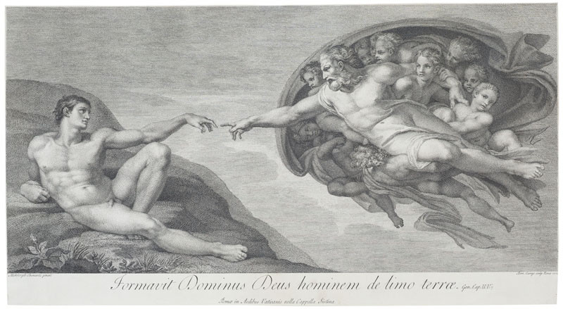 Domenico Cunego - rytec, Michelangelo Buonarroti - inventor - Stvoření Adama