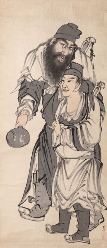 Kacušika Hokusai - Nesmrtelní Lü Tung-pin (japonsky Rjo Dóhin) a Chan Siang-c´ (japonsky Kan Šóši)