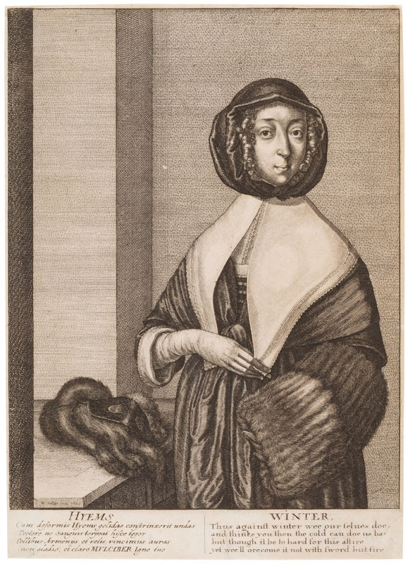Wenceslaus Hollar - engraver - Winter From the cycle The Four Seasons as Three-Quarter-Length Female Figures