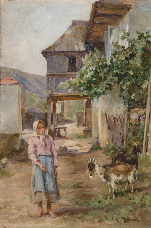 Vojtěch Bartoněk - Jarov Court near Závist (Shepherdess with Goats)