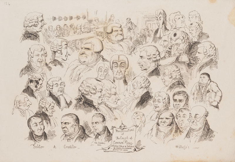 George Cruikshank - engraver - Recollections of The Court of Common Pleas, from an album My Sketchbook