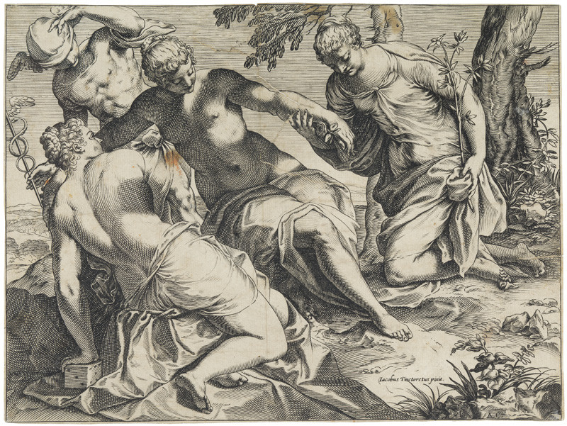 Agostino Carracci - engraver, Tintoretto - inventor - Mercury and Three Graces