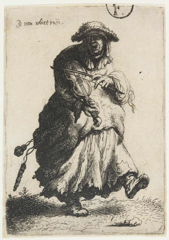 Johannes van Vliet - Beggar woman playing the violin, from a series: „In order to live we must give.“