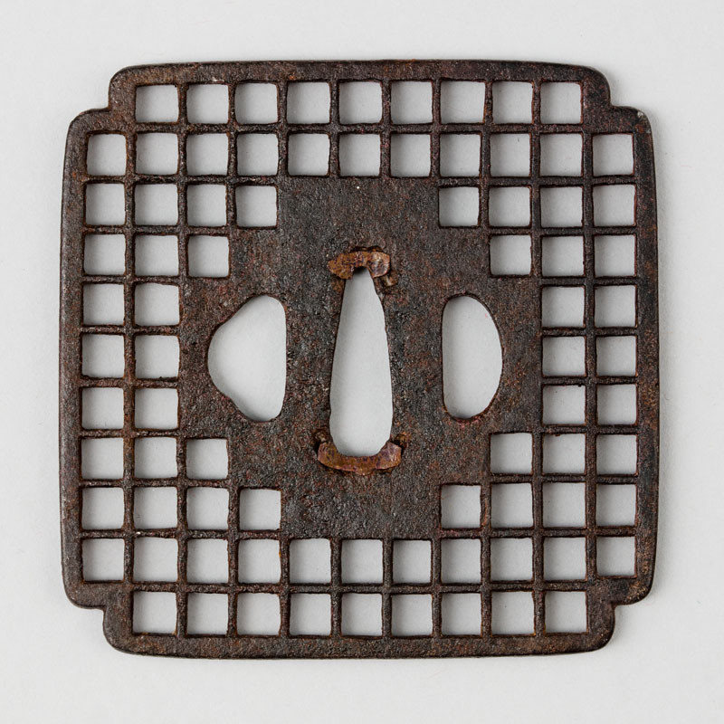 Anonymous artist (Kō – Shōami style) - Square tsuba (sword guard) with gridding