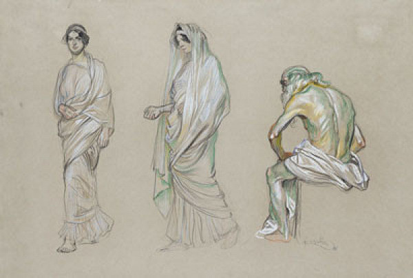 František Kupka - Kráčející ženy a stařec, studie k Aristofanově Lysistratě 