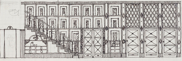 Josef Hoffmann - Návrh haly pro vilu Skywa-Primavesi, Vídeň 